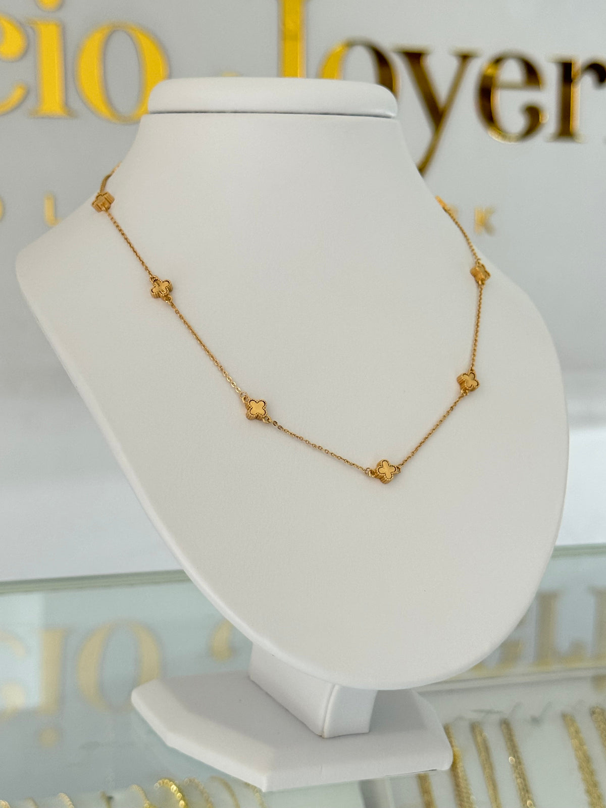 Collar trebol diamantado 45cm