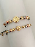 Pulseras pareja San Benito mediano y pequeño (5mm y 6mm)