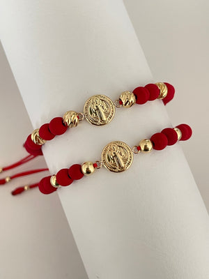 Pulseras pareja san Benito mediano (6mm y 5mm)