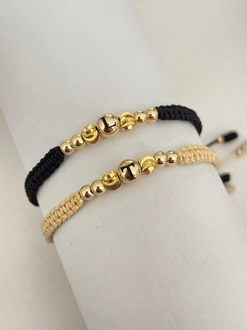 Pulseras pareja inicial (5mm y 4mm)