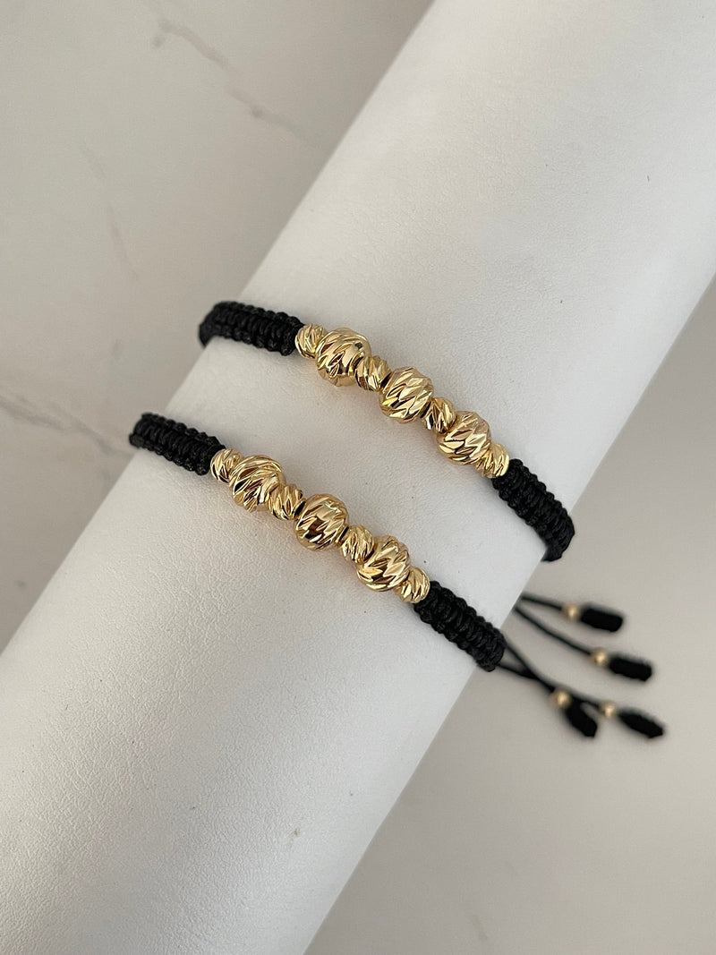Pulsera Pareja Balín diamantado (4mm y 6mm)