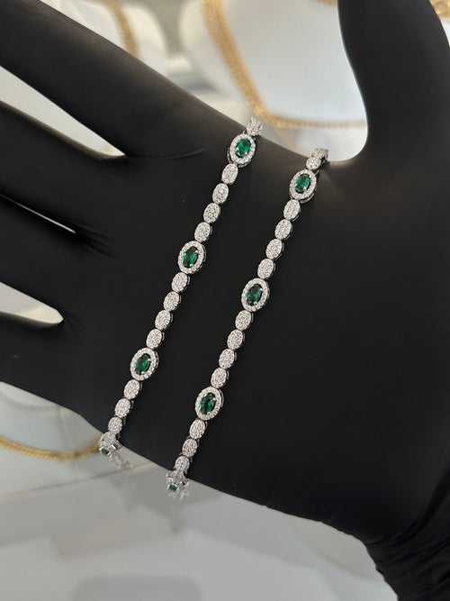 Brazalete deluxe green 18.5 Cms, plata ley 925