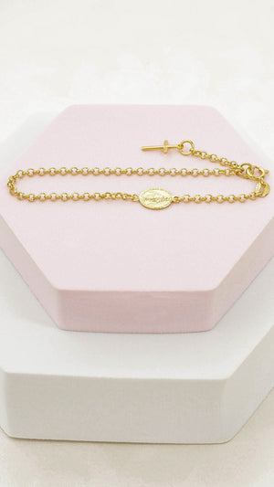 Pulsera Virgen Milagrosa 16.5 Cms Extensor Cruz
