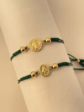 Pulseras pareja san benito mediano y milagrosa pequeña (5mm)