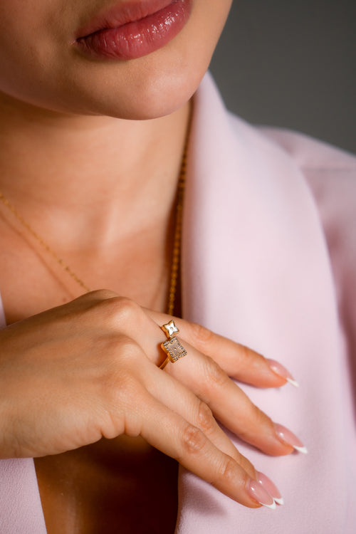 Anillo double lottus ajustable