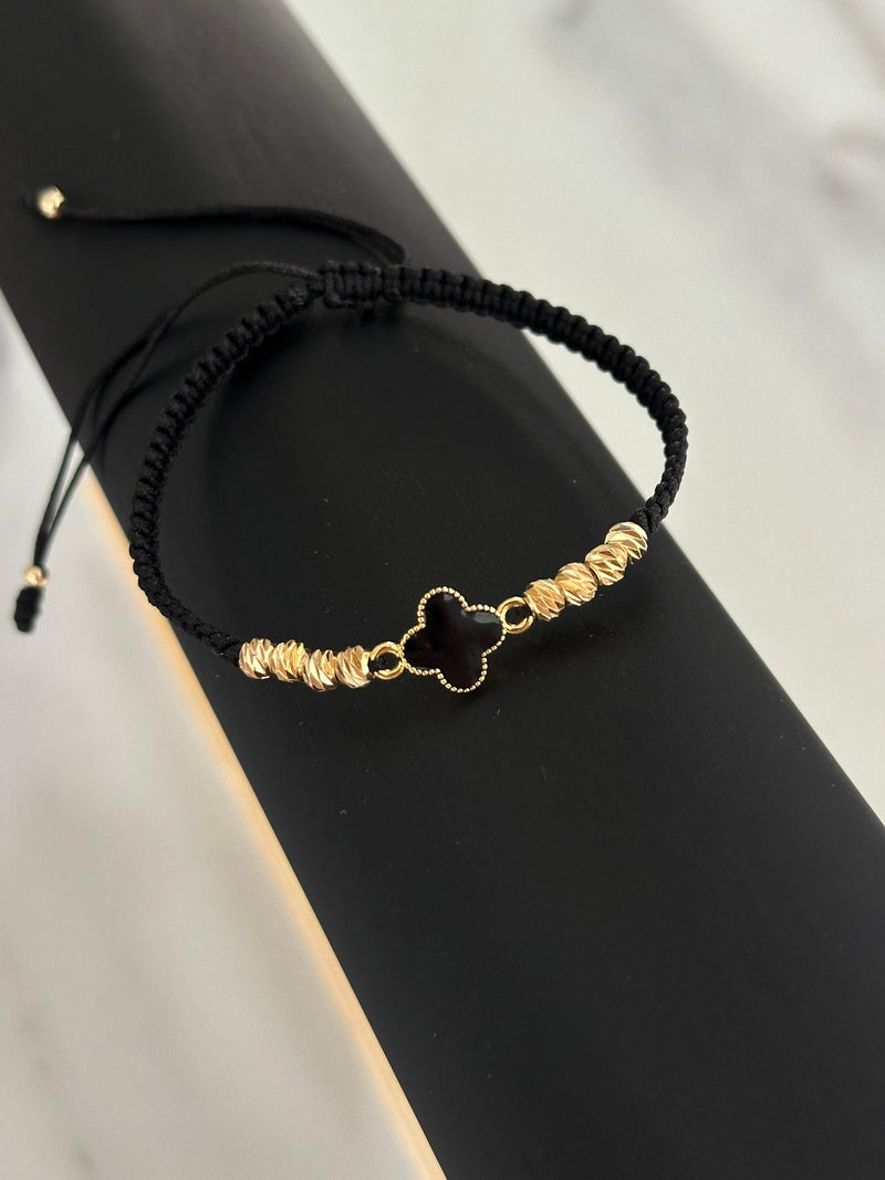 Pulsera clover black diamantada (4mm)