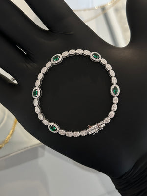 Brazalete deluxe green 18.5 Cms, plata ley 925