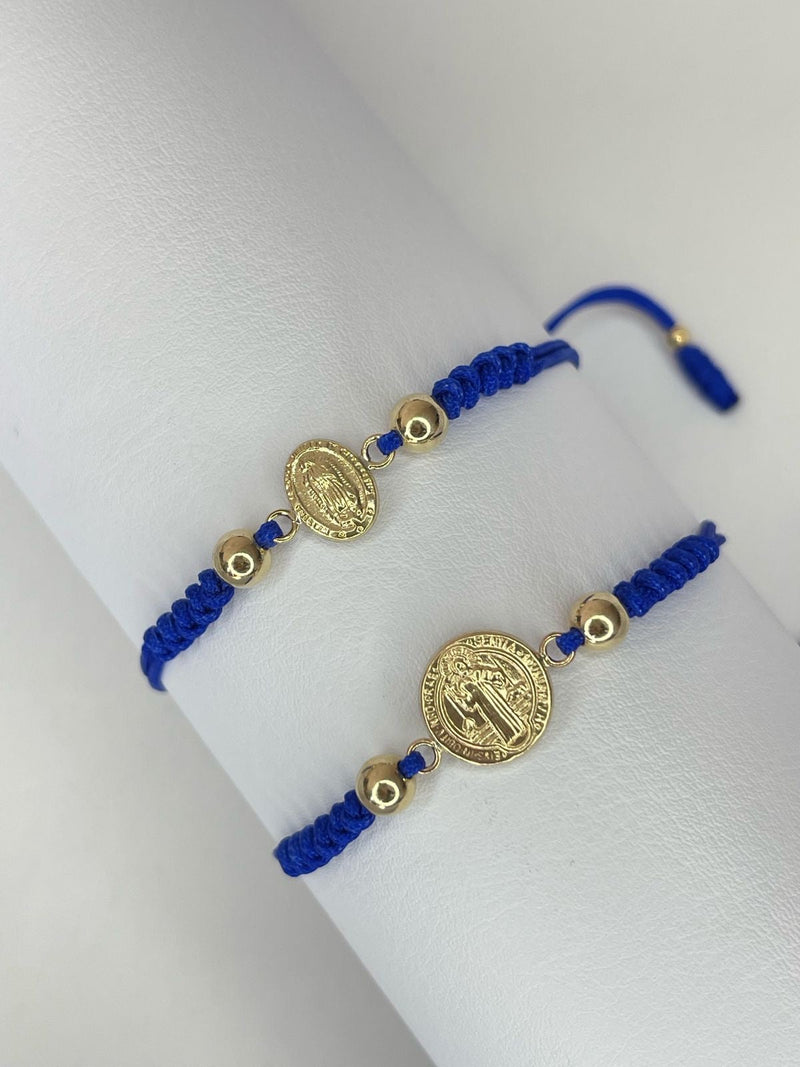 Pulseras pareja san benito mediano y guadalupe pequeña (5mm)
