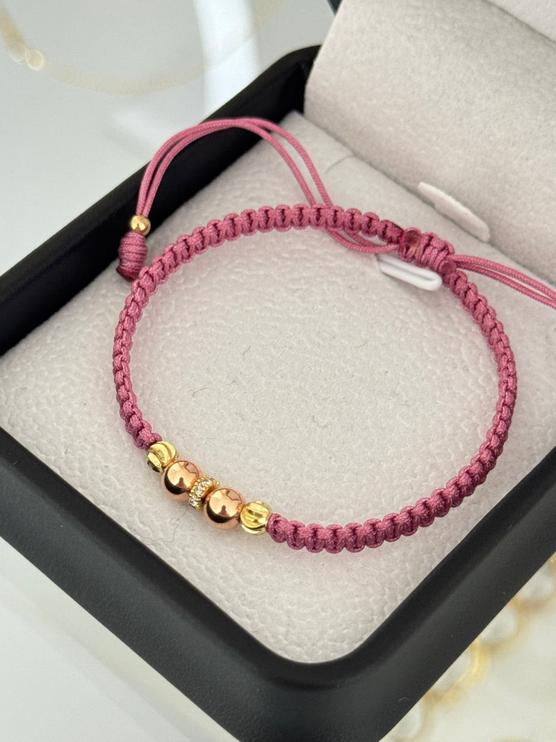 Pulsera rondel cristal. N° de Balín #5 rosa, #4 italiano.