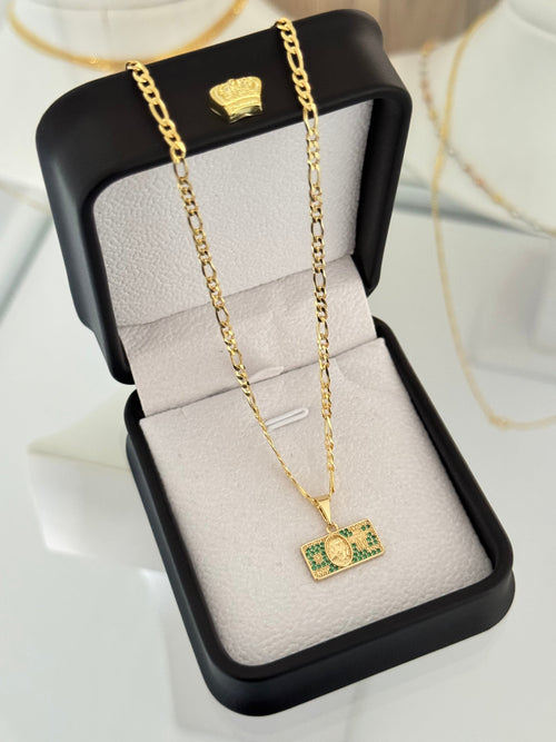 Cadena 3x1 IT 2.9mm 65cm + Dije dólar verde