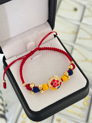 Pulsera tejida Colombia. N° de Balín: #5 diaman. #4 diaman.