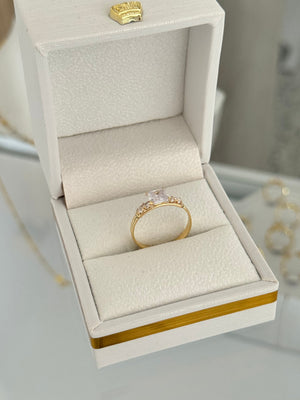 Anillo promise piedra cuadrada