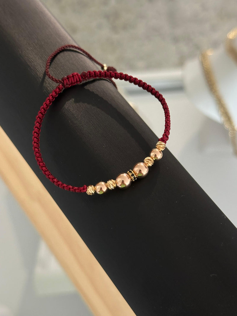 Pulsera roja diamantada circón negro