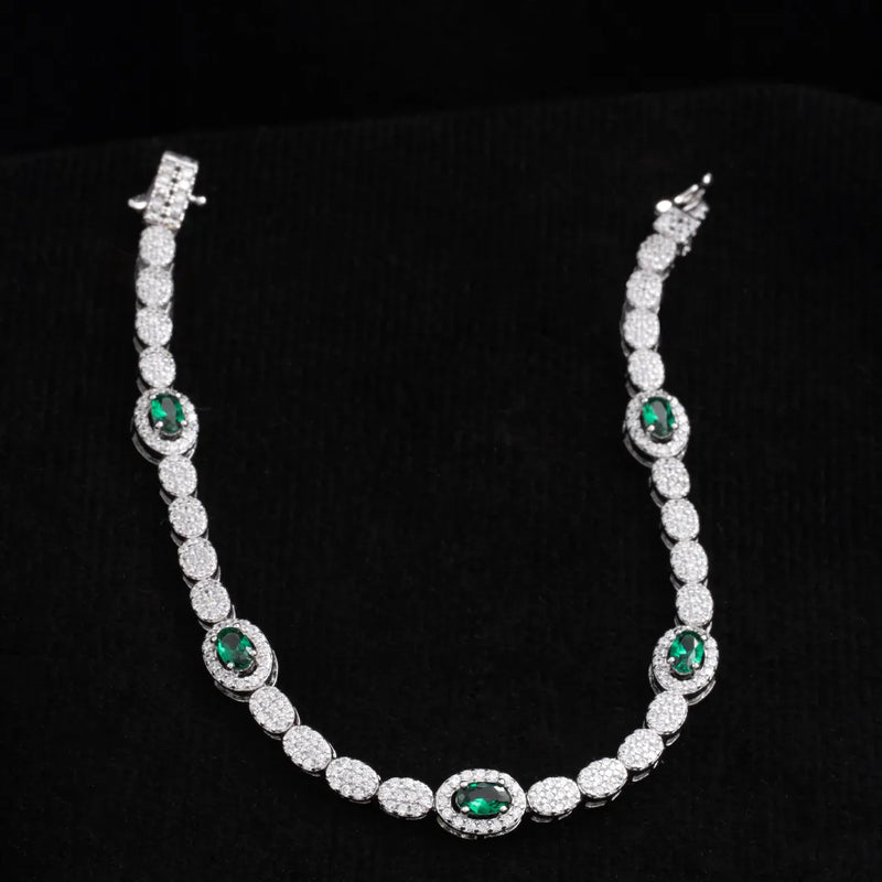 Brazalete deluxe green 18.5 Cms, plata ley 925
