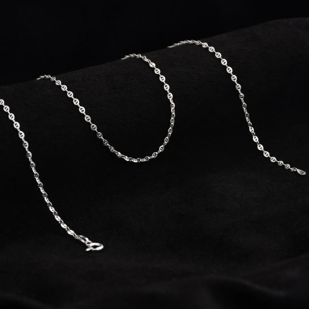 Cadena escalera ovalada plana 2mm (45Cms), plata ley 925