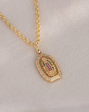 Cadena Aros 3 mm 65 cms + Dije Madre Guadalupana