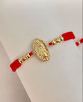 Pulsera virgen Guadalupe tallada con balines #4 lisos y diamantados