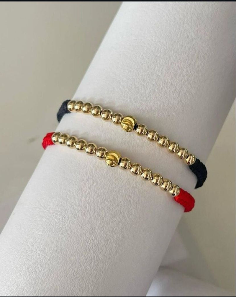 Juego pulsera balin #4 y #5 negro, rojo. X2