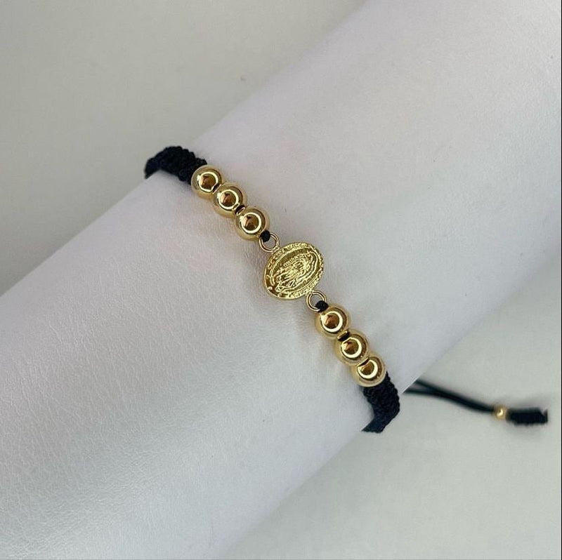 Pulsera dije virgen de Guadalupe con balines #5