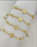 Pulsera virgen de Guadalupe con balines #4 lisos e italianos.
