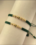 Juego pulseras balin #4, #5  rondel verde. X2