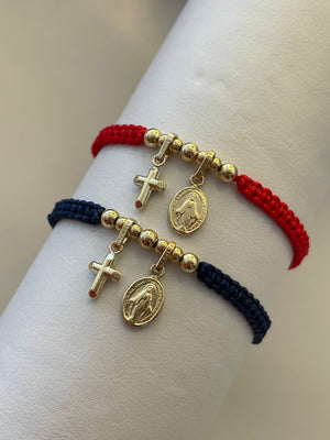 Pulsera Pareja milagrosa cruz (4mm y 3mm)